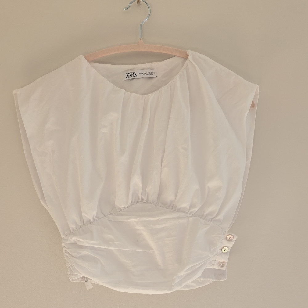 Zara White Button-Detail Blouse